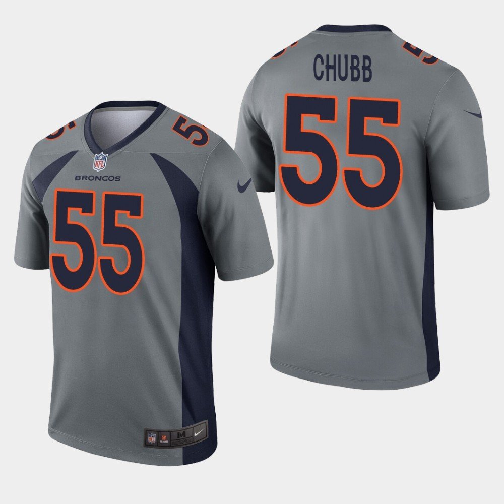 Men's Broncos 55 Bradley Chubb Grey Inverted Legend Stitched Jersey