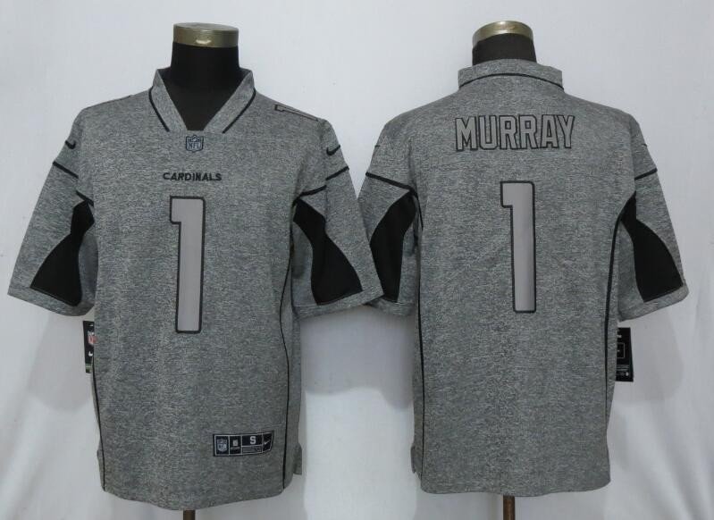 Men's Cardinals 1 Kyler Murray Gray Gridiron Gray Limited Stitched Jersey