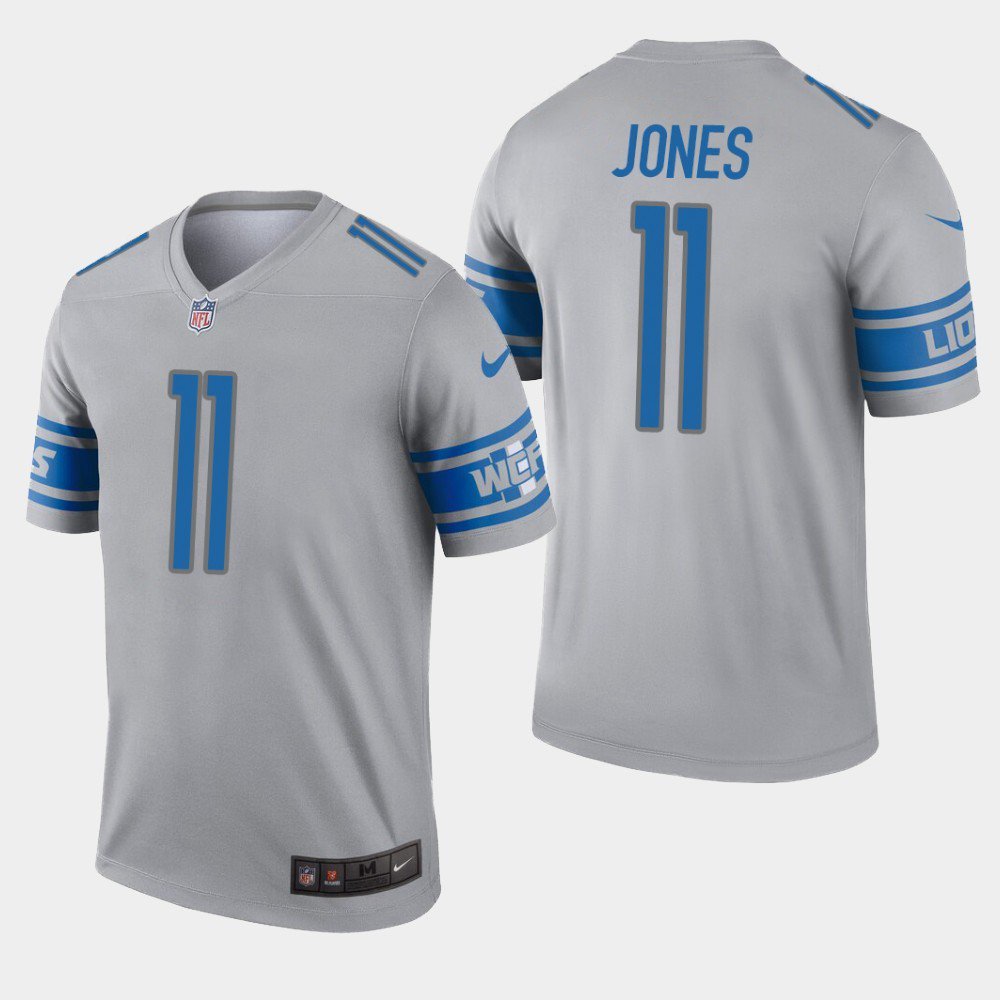 Men's Lions 11 Marvin Jones Grey Inverted Legend Stitched Jersey