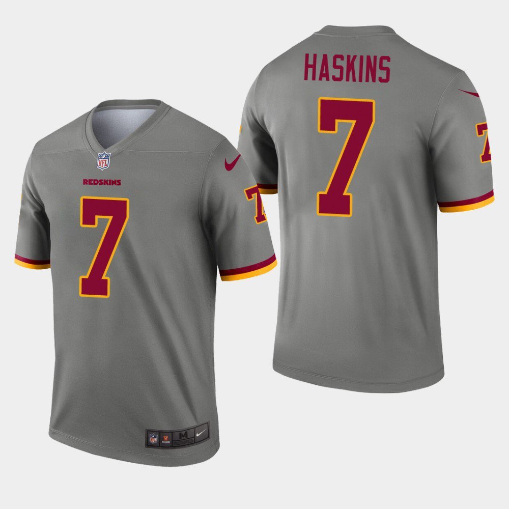 Men's Redskins 7 Dwayne Haskins Grey Inverted Legend Stitched Jersey