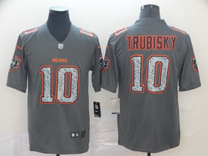 Men's Bears 10 Mitchell Trubisky Gray Static Limited Stitched Jersey