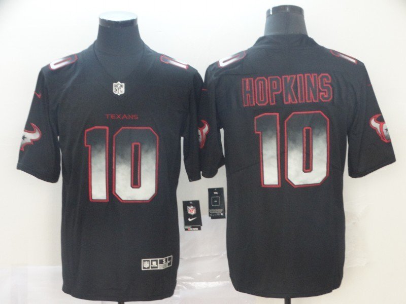 Men's Houston Texans 10 DeAndre Hopkins Black 2019 Smoke Fashion Stitched Jersey
