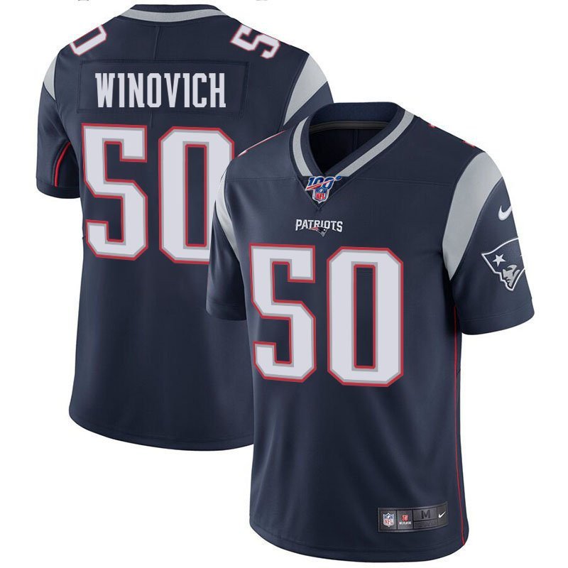Patriots 50 Chase Winovich Navy Blue 100th Season Limited Men Jersey