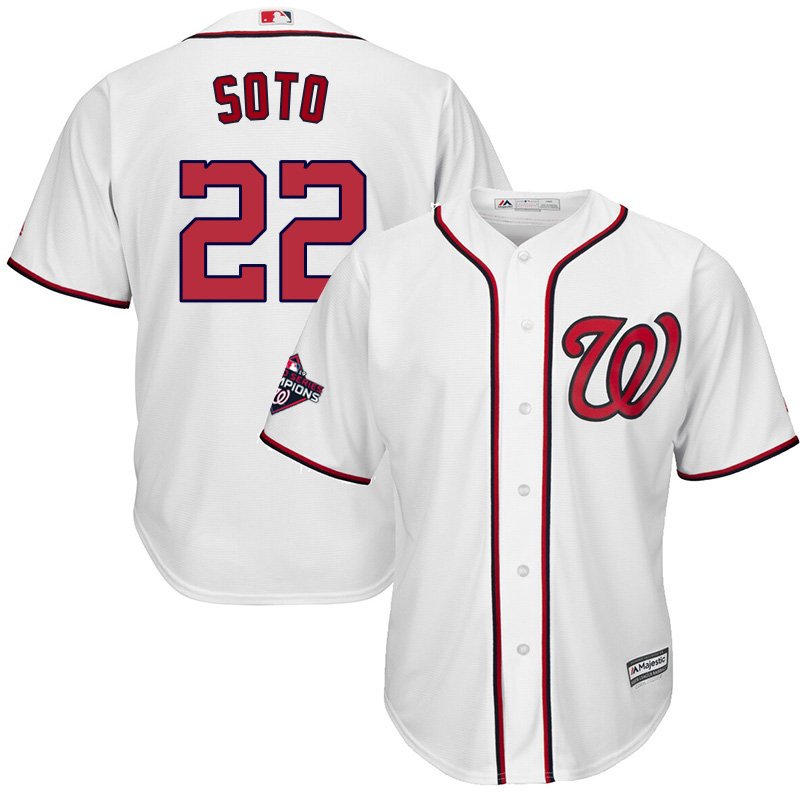 Youth 2019 World Series Champions Nationals #22 Juan Soto White Stitched Jersey