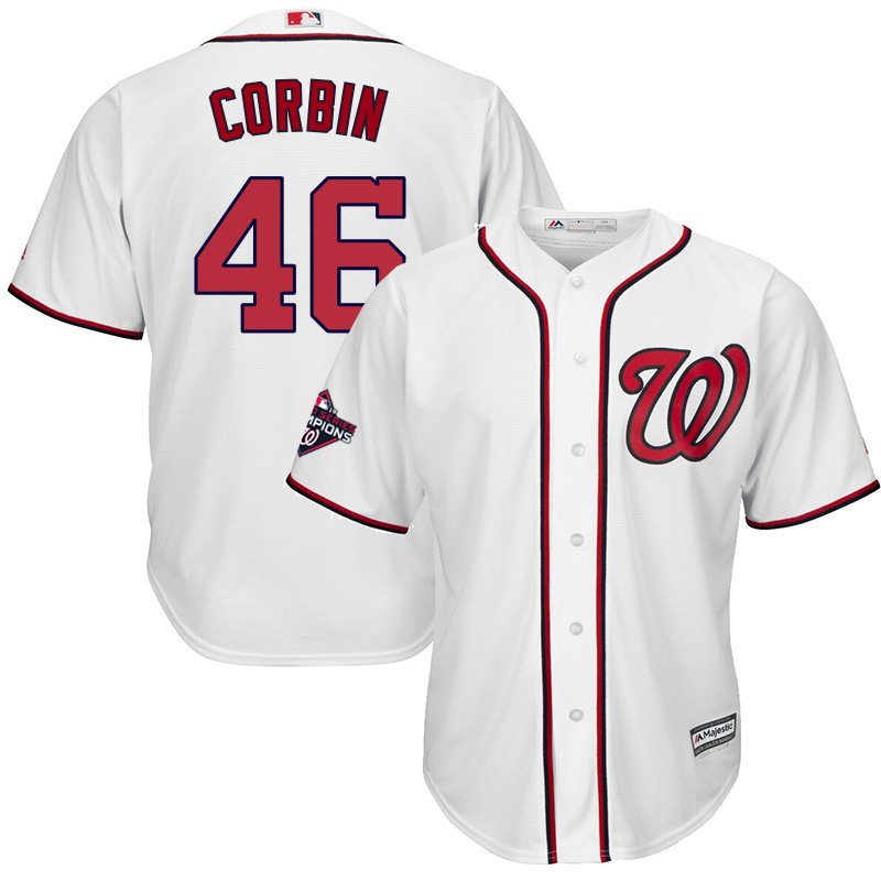 Youth 2019 World Series Champions Nationals #46 Patrick Corbin White Stitched Jersey