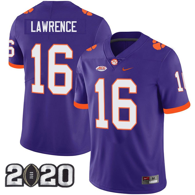 Clemson Tigers 2020 national championship #16 Trevor Lawrence Purple Jersey
