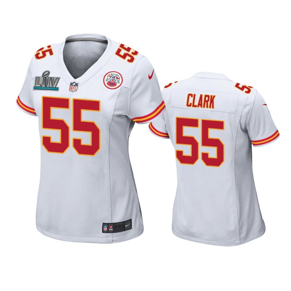 Women's 2020 Super Bowl Kansas City Chiefs #55 Frank Clark White Jersey