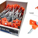 50Pc Display-10"/7MM Metal Twisted Tent Peg With Orange Stopper
