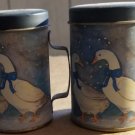 Vintage Metal Winter Geese Salt and Pepper Shakers