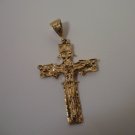 14k Yellow gold plated jumbo Jesus cross pendant lifetime warranty