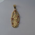 14k Goldplated Our Lady of Guadalupe Red CZ Pendant Lifetime Warranty