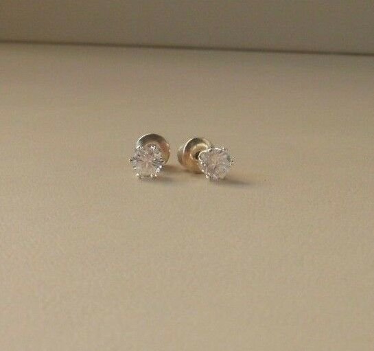 Round CZ White Gold Plated Stud Earring choice of color and size