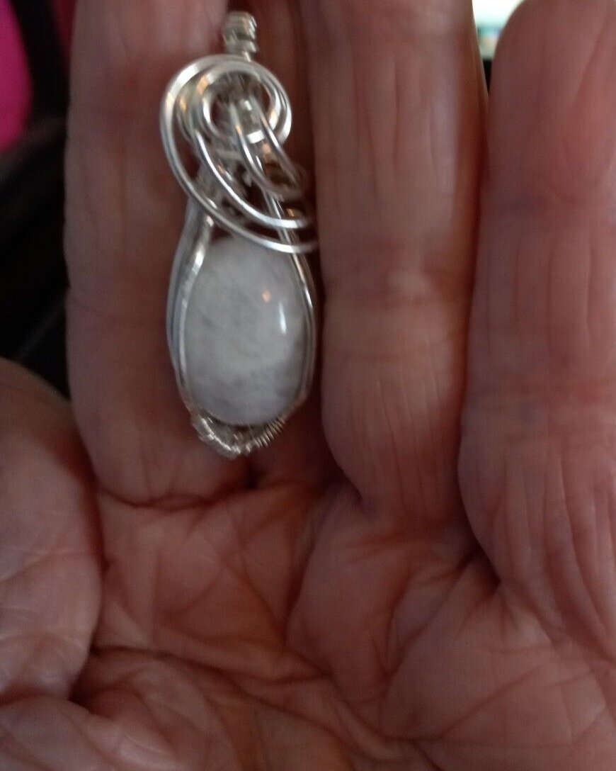 Sterling Silver Wire Wrapped  moonstone Pendant