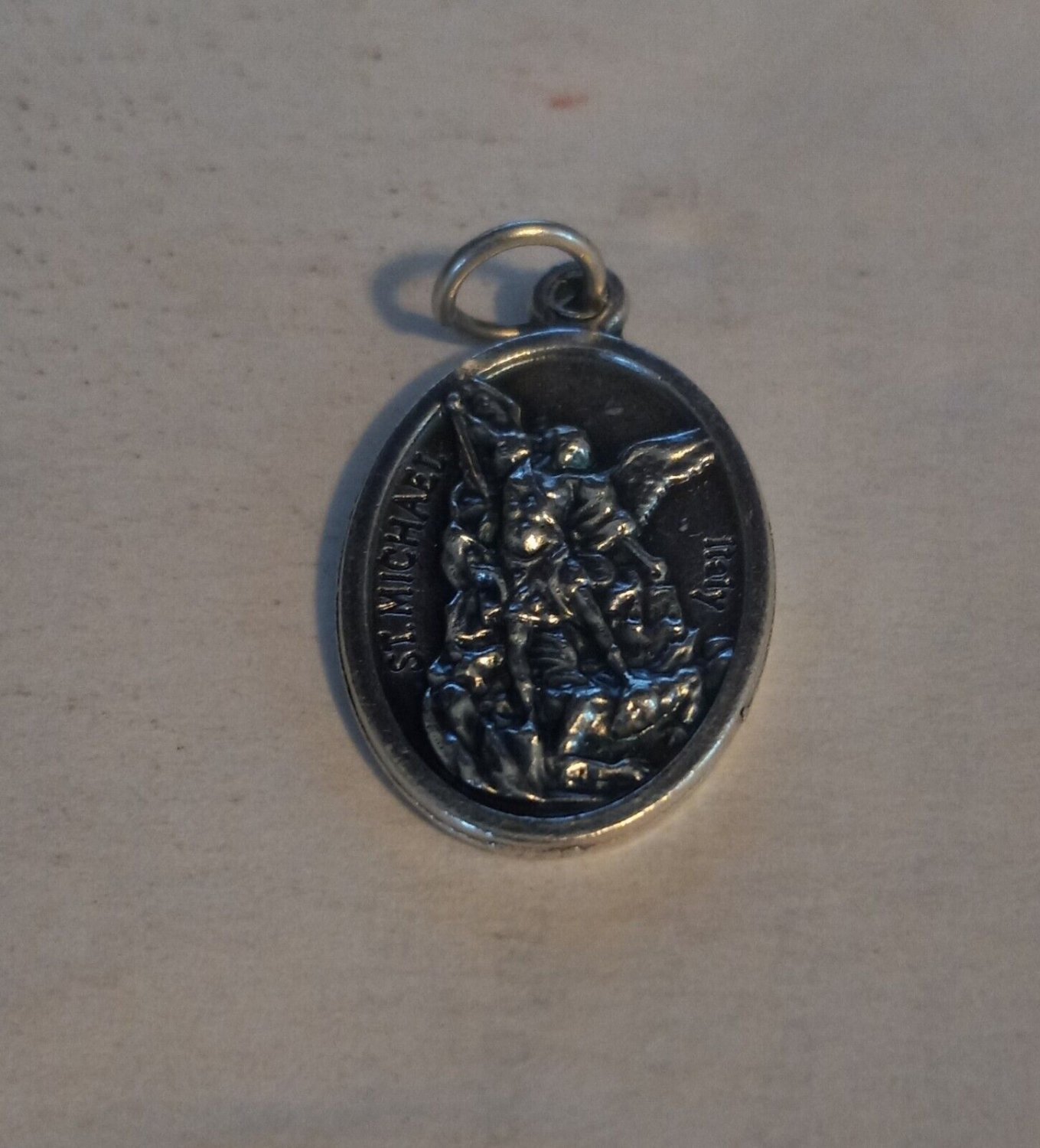 St Michael Medal pray for us with stainless steel cable chain prayer card
