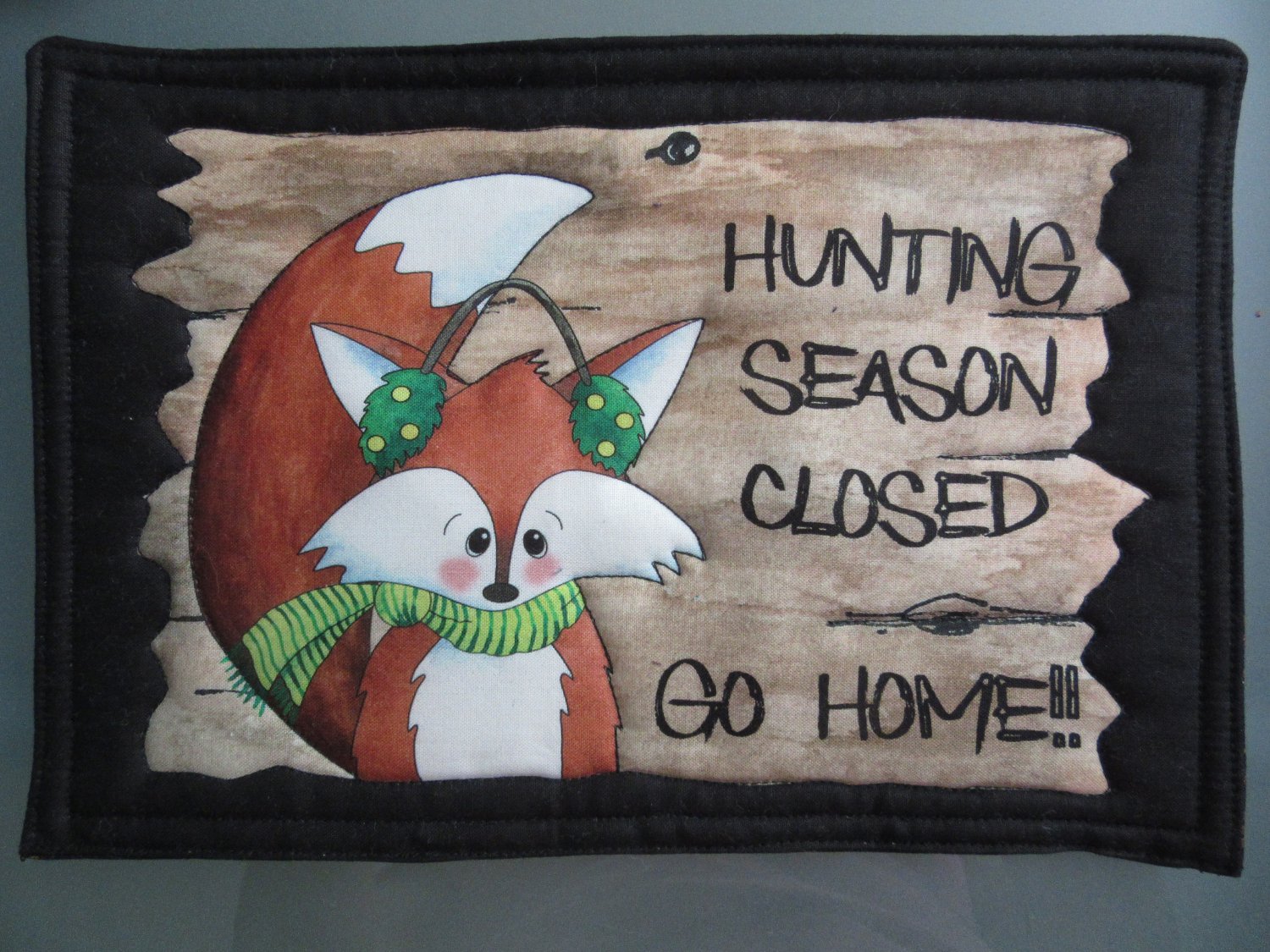 Large Pot Holder Woodsy Camping Hunting Season Closed Fox