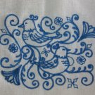 Tea or Dish Kitchen Towels Embroidered Blue Bird Design