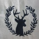 Tea or Dish Kitchen Towels Embroidered Black Deer Head Design