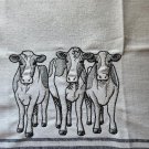 Tea or Dish Kitchen Towels Uniquely Embroidered Visiting Cows