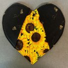 Heart Shaped Bees & Sunflowers Oven Mitt , Pot Holder, Hot Pad, Baking - Handmade Cotton