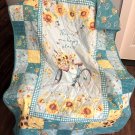 Throw Quilt Bicycle Happy Place theme Patchwork -Handmade Cotton Aqua, Yellow