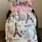 Drawstring Bag Paris Print Waterproof Lining for Food, Swimsuit, Cosmetics, Diapers, Travel