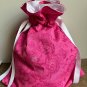 Drawstring Bag Pink Floral Waterproof Lining for Food, Swimsuit, Cosmetics, Diapers, Travel