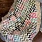 Vintage Style True Scrappy Cotton Patchwork Quilt in Zig Zag Diagonal Design