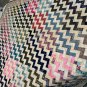 Vintage Style True Scrappy Cotton Patchwork Quilt in Zig Zag Diagonal Design