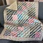Vintage Style True Scrappy Cotton Patchwork Quilt in Zig Zag Diagonal Design