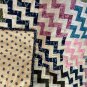 Vintage Style True Scrappy Cotton Patchwork Quilt in Zig Zag Diagonal Design