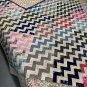 Vintage Style True Scrappy Cotton Patchwork Quilt in Zig Zag Diagonal Design