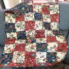 Traditional Style Throw Quilt Patchwork Flowers and Birds, Handmade Cotton