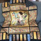 Quilt - Colorful Throw or Wall Hanging: Artwork by Gustav Klimt "Lady with Fan"