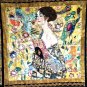 Quilt - Colorful Throw or Wall Hanging: Artwork by Gustav Klimt "Lady with Fan"