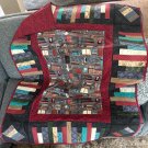 Quilt - Colorful Throw, Lap or Wall Hanging:  Bookshelf and Patchwork Books - Handmade Cotton