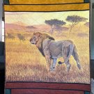 Colorful Quilt for Laps, Naps or Wall Hanging Roaming Lion, Safari-Gift for Men - Handmade Cotton