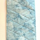 Double Eyeglass Case - Handmade Quilted Cotton Padded Fits Most Glasses - Blue Roses with Blue