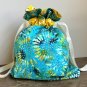 Drawstring Bag Sunflowers and Bees Waterproof Lining for Food, Swimsuit, Cosmetics, Diapers, Travel