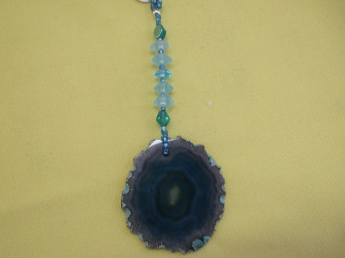 Ceiling Fan Pull Teal Agate Slice Hand Crafted (EP03)