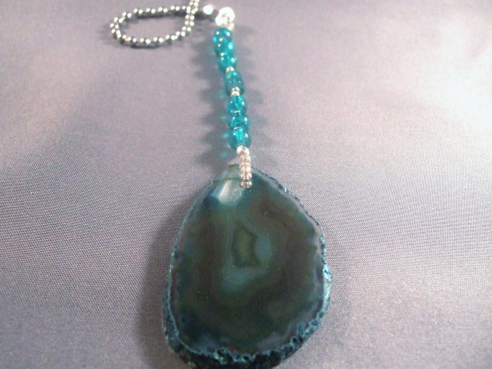 Agate Slice Ceiling Fan Pull Teal Hand Crafted