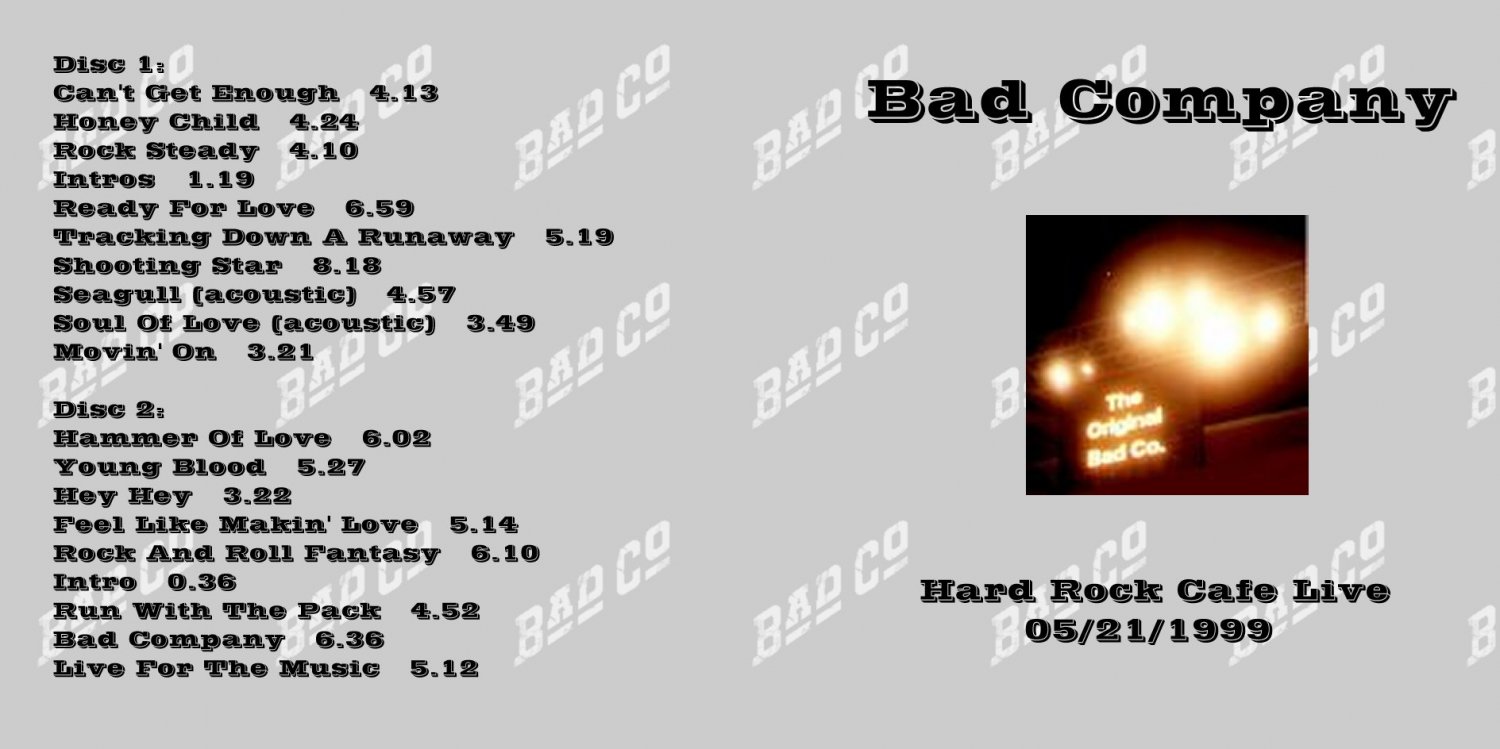 Bad Company CD - Orlando Hard Rock Cafe 1999