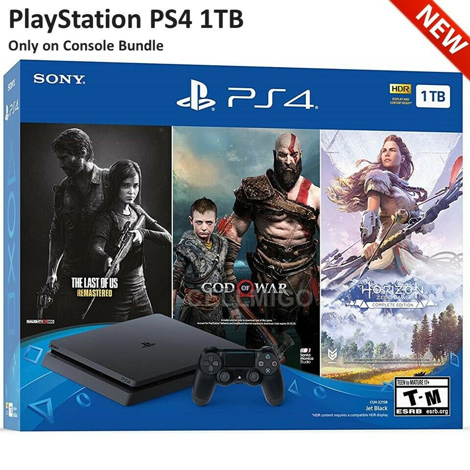 PlayStation 4 Slim ONLY ON BUNDLE (1TB) PS4 Console w/ Controller (US Warranty)