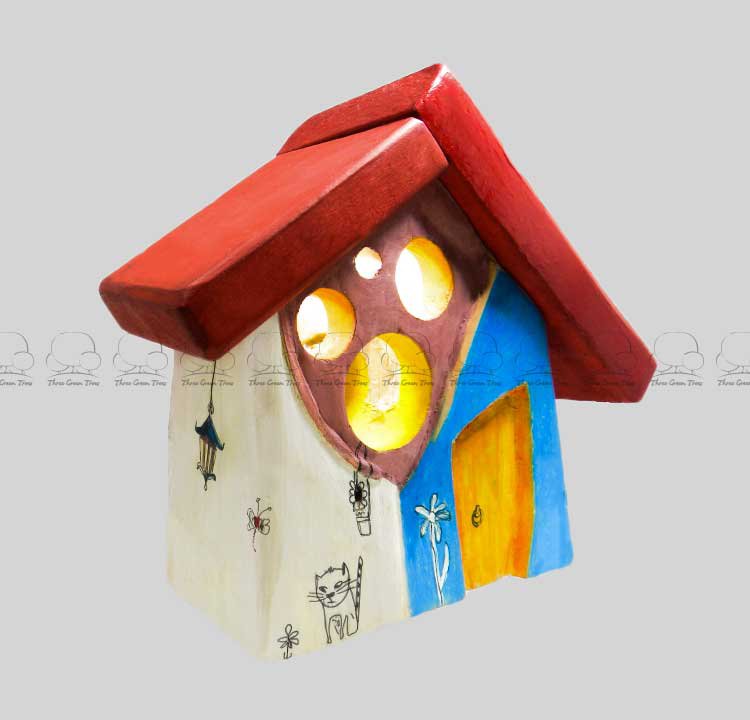 Little house nightlight, wooden table lamp, night light, LED nightlight