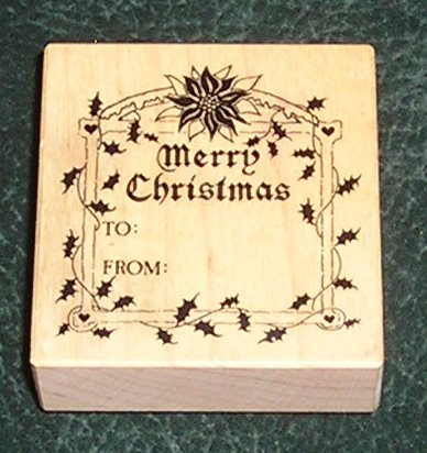 Rubber Stamp Mounted On Wood Merry Christmas By PSX 1987
