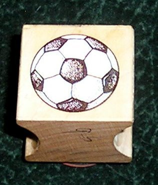 Rubber Stamp Mounted On Wood Soccer Ball By All Night Media 1995 New