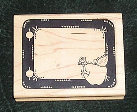 Rubber Stamp Mounted On Wood Teachers Border Frame With Apple & Worm By Limited Edition 1997