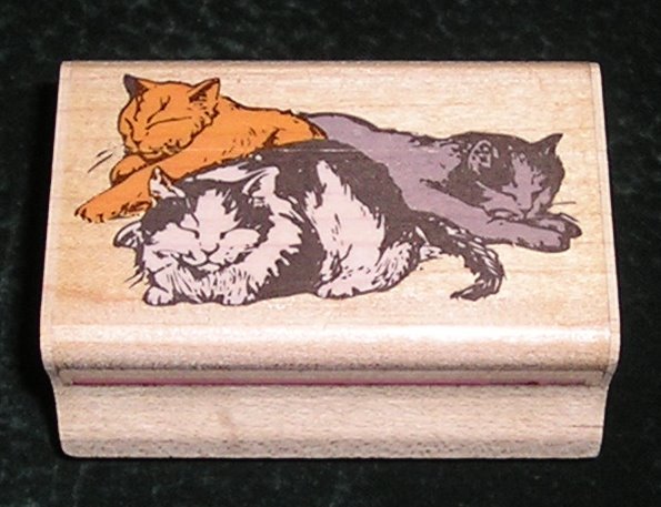 Rubber Stamp Mounted On Wood Cat Naps By Rubber Stampede #023-D