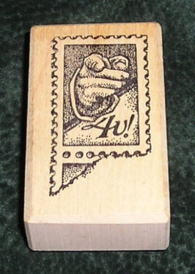 Rubber Stamp Mounted On Wood 4U! Postage Stamp By Too Much Fun
