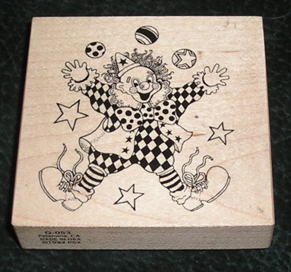 Rubber Stamp Mounted On Wood Clown By PSX G-053