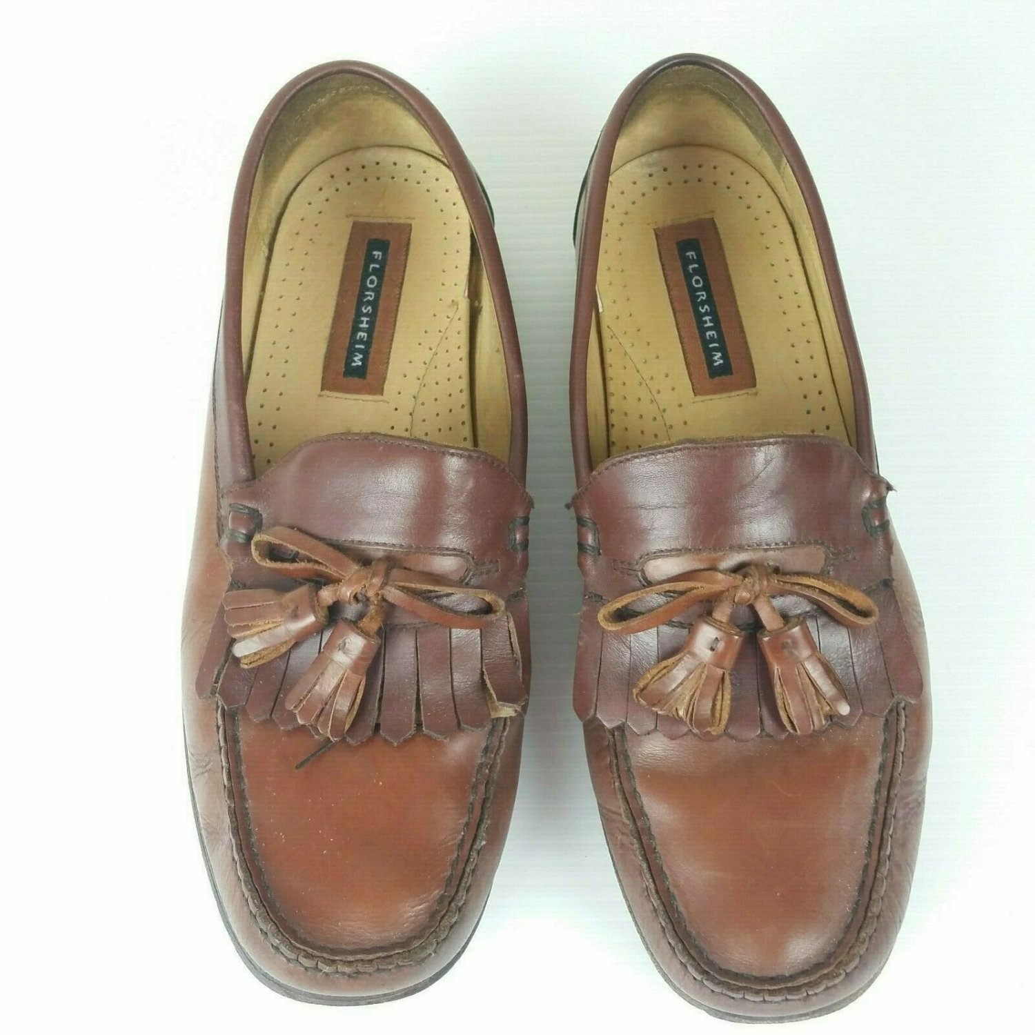 Florsheim Mens Leather Tassel Kiltie Loafers Brown Size 10 D